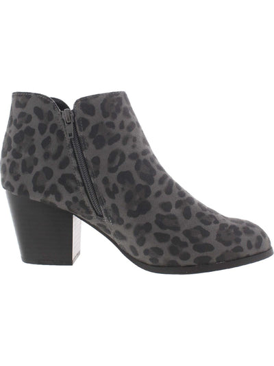 STYLE & COMPANY Womens Gray Animal Print Cushioned Zipper Accent Masrinaa Almond Toe Block Heel Zip-Up Booties 8.5 W