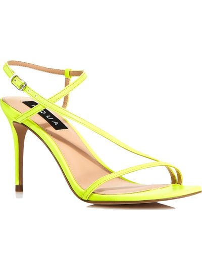 AQUA Womens Yellow Strappy Padded Ron Round Toe Stiletto Buckle Leather Slingback Sandal 5.5 M