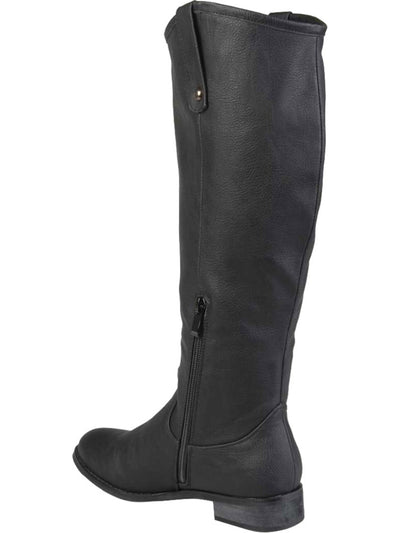 JOURNEE COLLECTION Womens Black Studded Taven Round Toe Block Heel Zip-Up Riding Boot 5.5 M