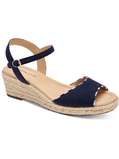 CHARTER CLUB Womens Navy 1/2" Platform Ankle Strap Strappy Luchia Round Toe Wedge Buckle Espadrille Shoes 9.5 M