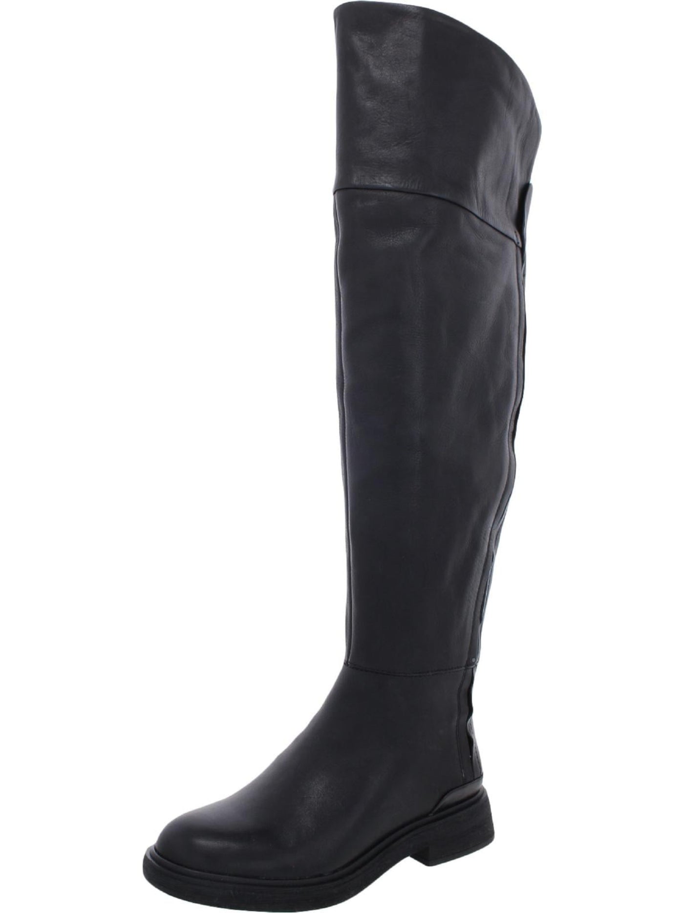 FRANCO SARTO Womens Black Cushioned Battina Round Toe Block Heel Zip-Up Leather Riding Boot 5.5 M