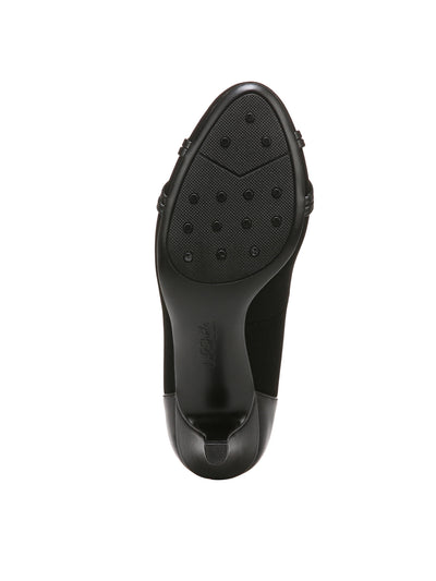 LIFE STRIDE Womens Black Contast Straps Padded Pascal Round Toe Kitten Heel Slip On Pumps Shoes W