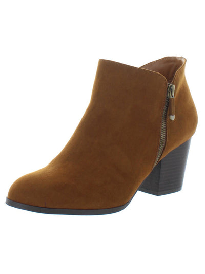 STYLE & COMPANY Womens Brown Animal Print Leopard Print Notched At Sides Cushioned Zipper Accent Masrinaa Almond Toe Block Heel Booties 6.5 M
