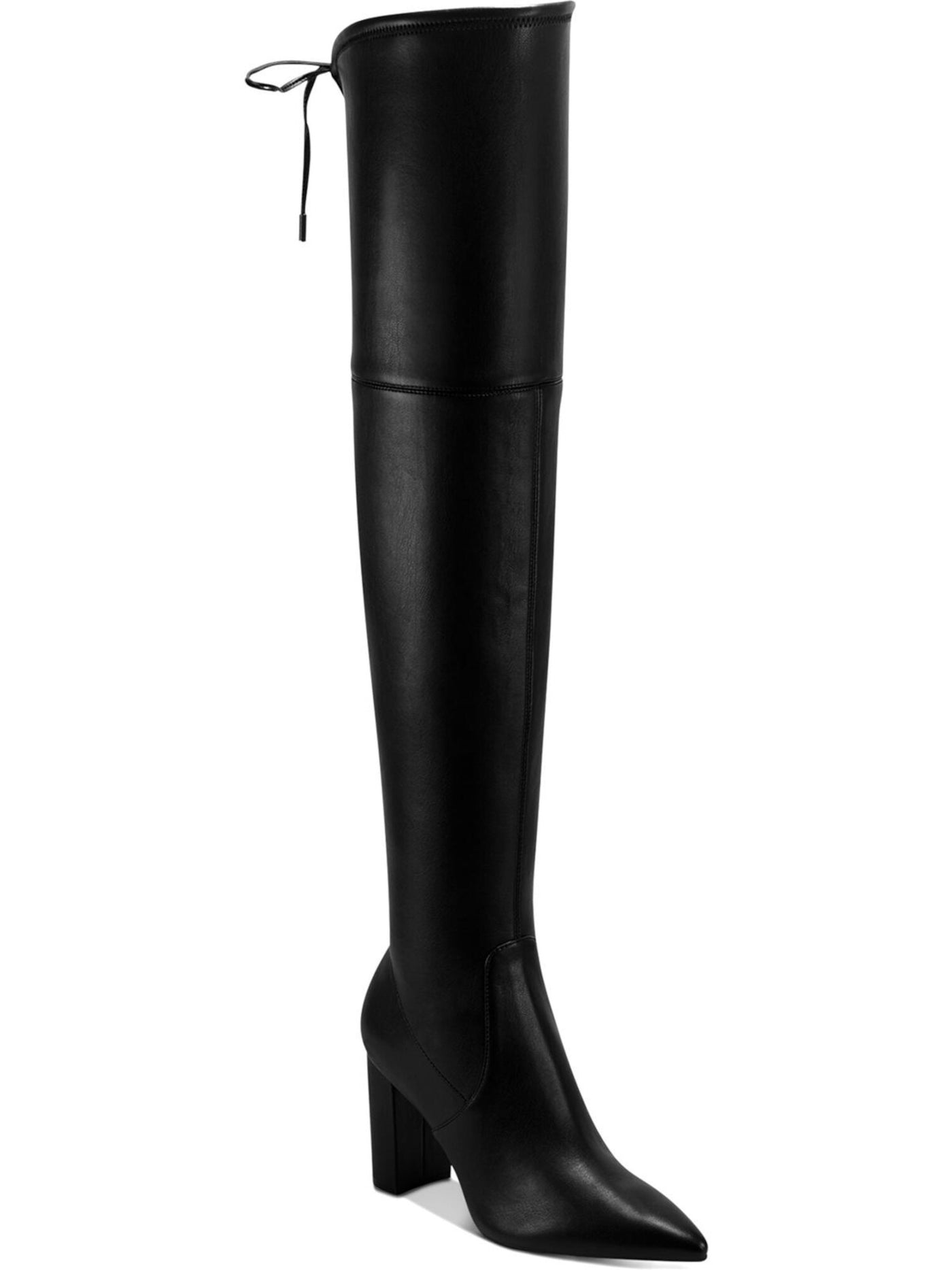 MARC FISHER Womens Black Tie Detail Water Resistant Comfort Vany Pointed Toe Block Heel Zip-Up Heeled Boots 9 M