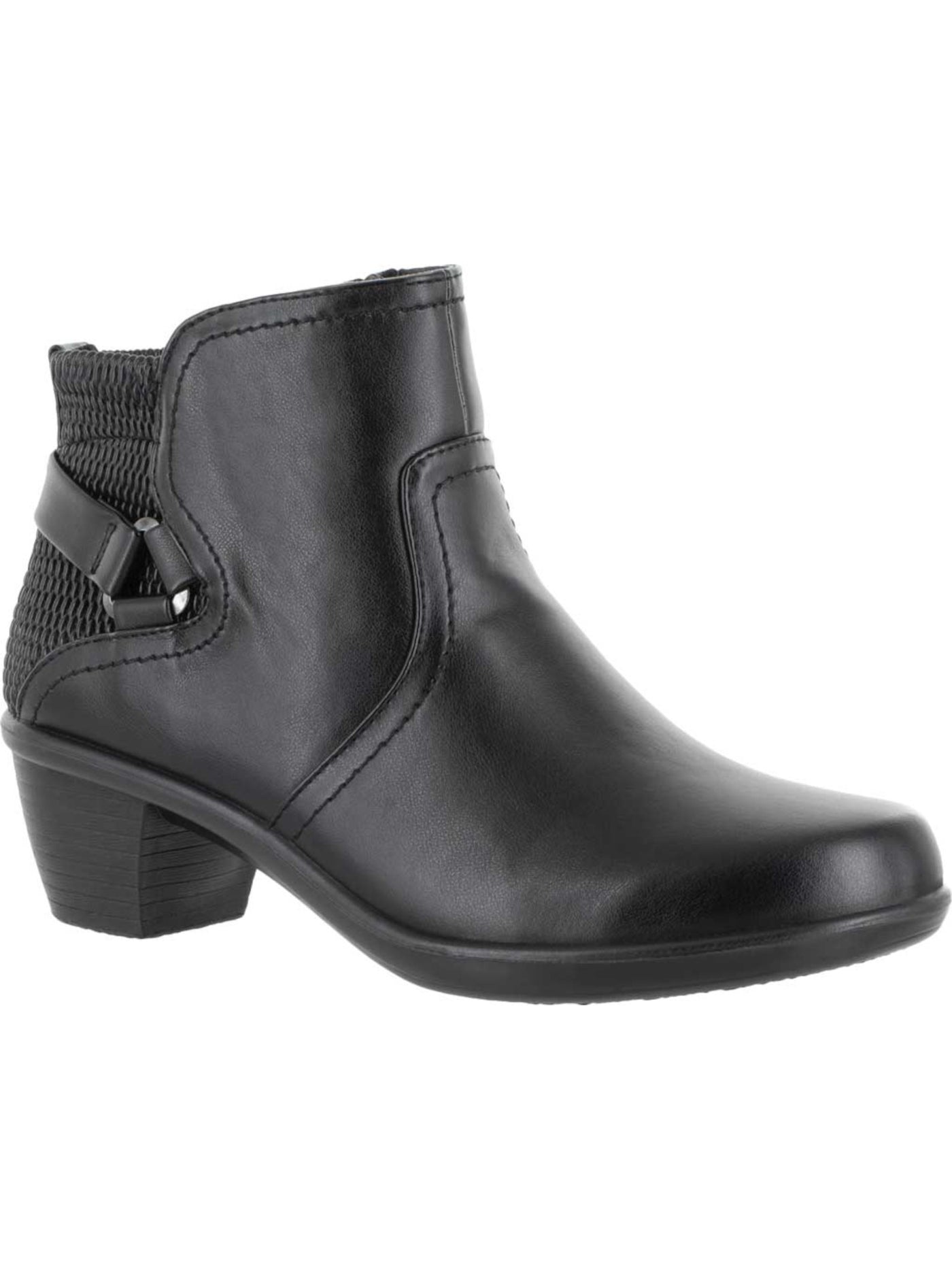 EASY STREET Womens Black Hardware Details Cushioned Comfort Dawnta Round Toe Block Heel Zip-Up Booties 7.5 N