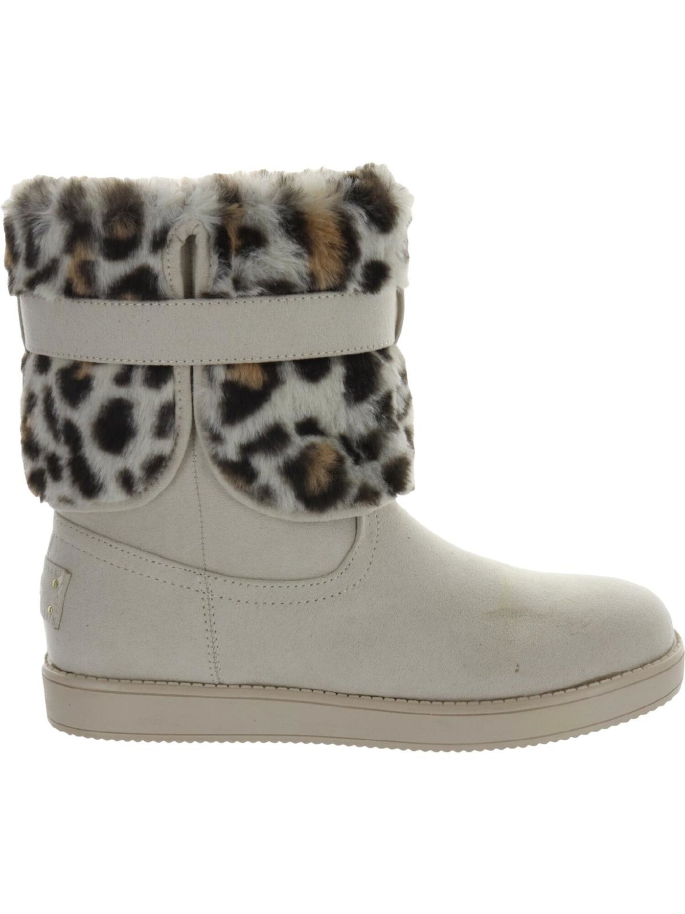 GBG LOS ANGELES Womens Beige Animal Print Buckle Accent Cushioned Adlea Round Toe Snow Boots 5