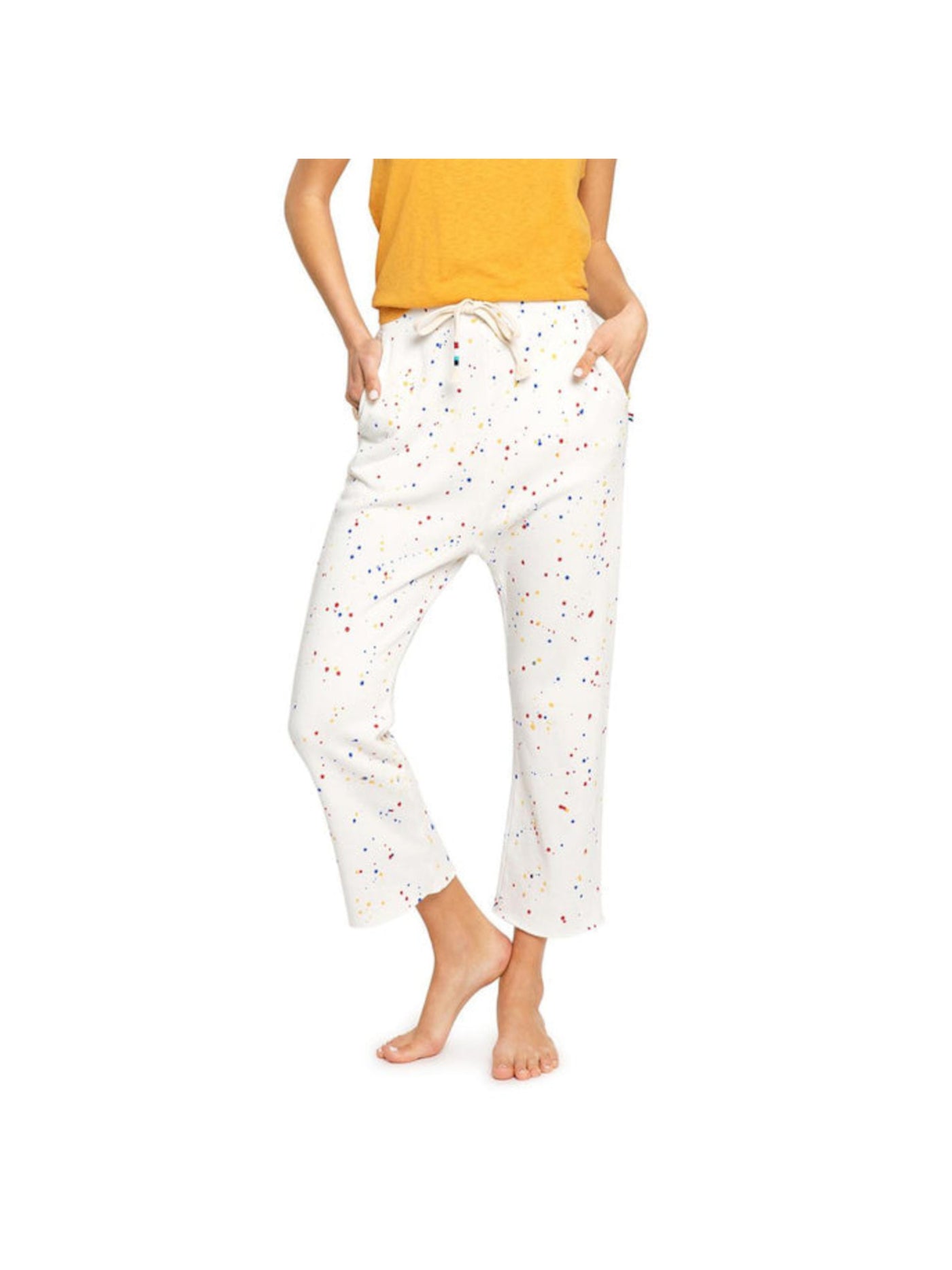 SOL ANGELES Womens White Pocketed Drawstring Unfinished Hem Slouch Printed Pants S