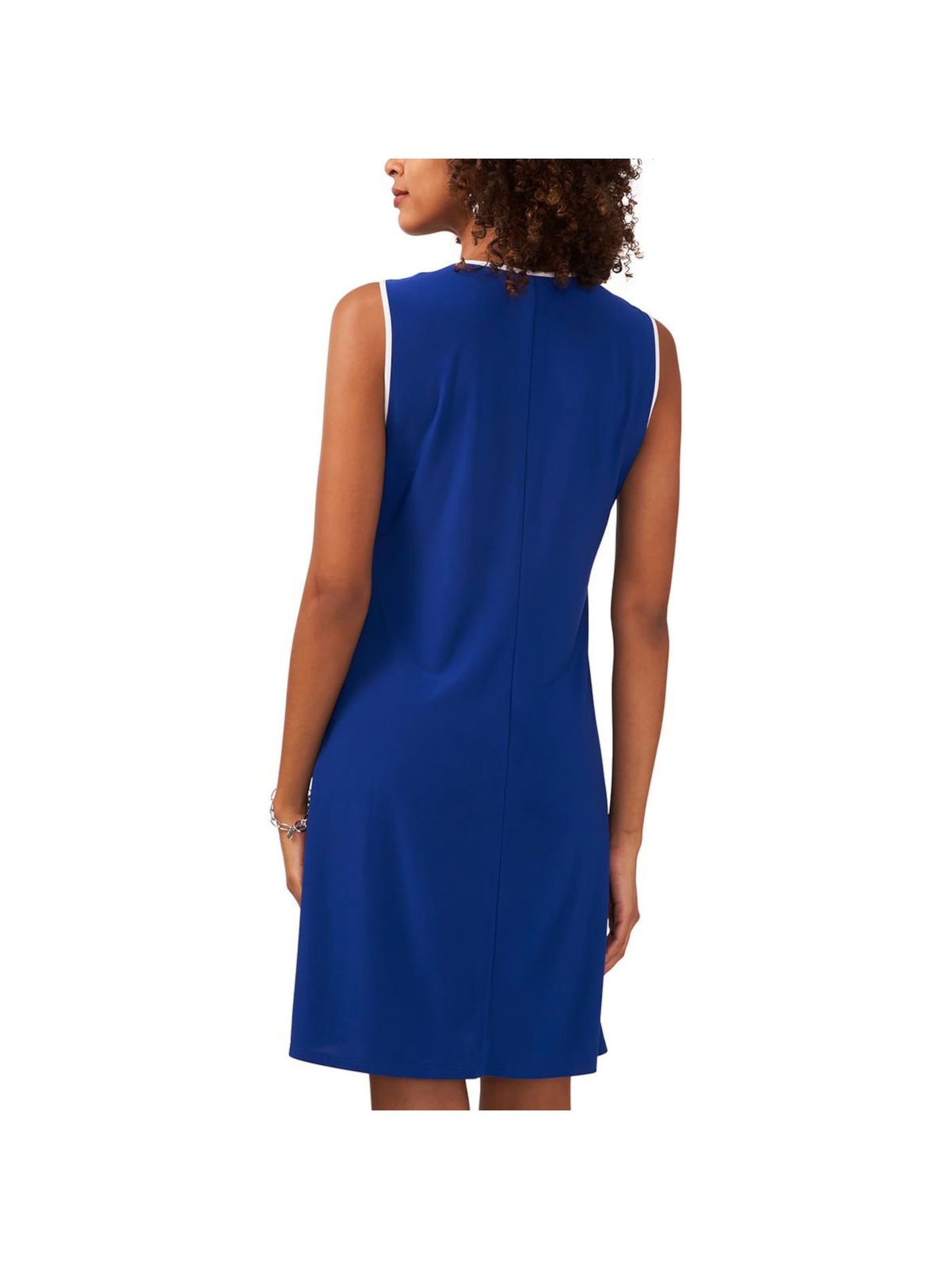 MSK Womens Blue Stretch Zippered Sleeveless Jewel Neck Above The Knee Shift Dress L