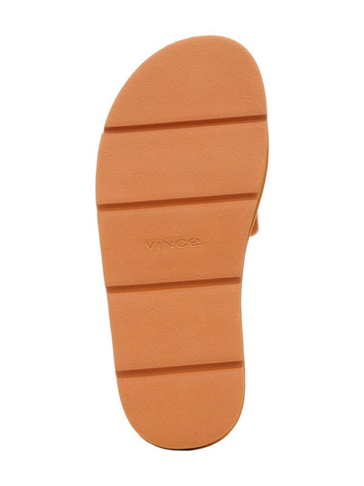 VINCE. Womens Burnt Orange Quilted Padded Olina Round Toe Slip On Leather Slide Sandals Shoes M