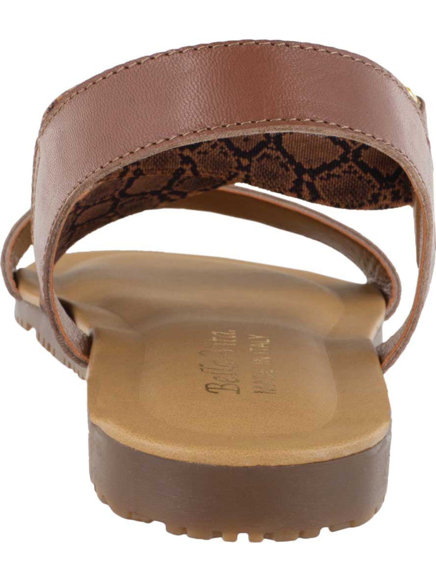 BELLA VITA Womens Brown Snakeskin 1/2 Heel Padded Stretch Nev-italy Round Toe Wedge Slip On Leather Slingback Sandal 8 WW
