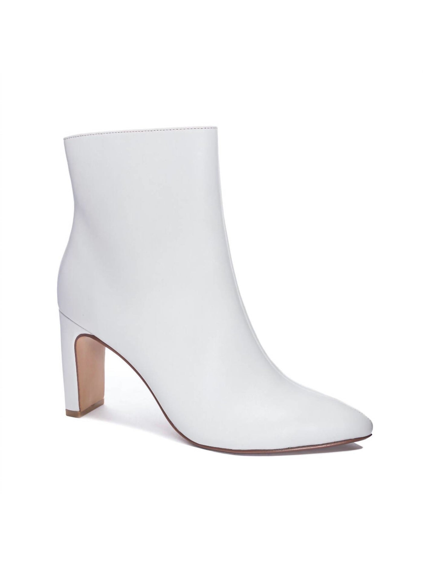 CHINESE LAUNDRY Womens White Padded Erin Rebel Pointed Toe Block Heel Zip-Up Dress Booties 5