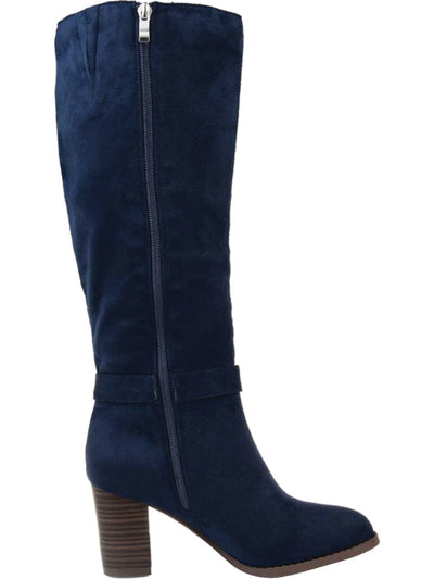 JOURNEE COLLECTION Womens Navy Goring Buckle Accent Comfort Joelle Round Toe Block Heel Zip-Up Riding Boot 8.5 M XWC