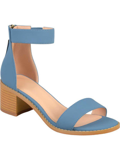 JOURNEE COLLECTION Womens Blue 1/2" Platform Ankle Strap Tasseled Percy Almond Toe Block Heel Zip-Up Sandals Shoes 7.5 M