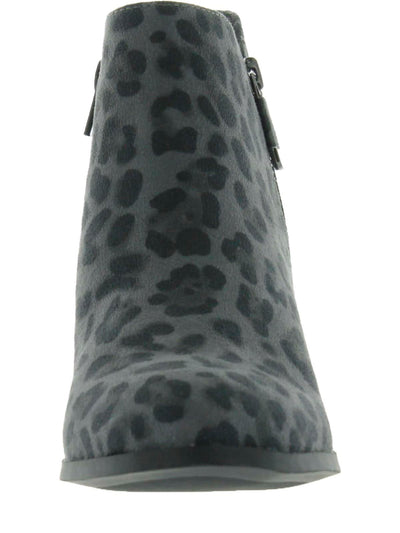 STYLE & COMPANY Womens Gray Animal Print Cushioned Zipper Accent Masrinaa Almond Toe Block Heel Zip-Up Booties 9 W