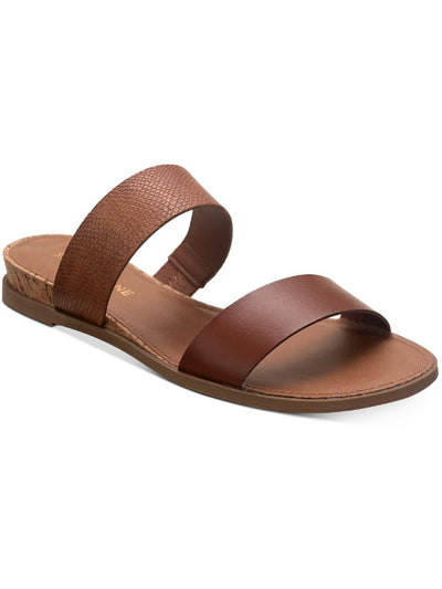 SUN STONE Womens Brown Snakeskin Slip Resistant Cushioned Easten Round Toe Wedge Slip On Slide Sandals 6.5 W