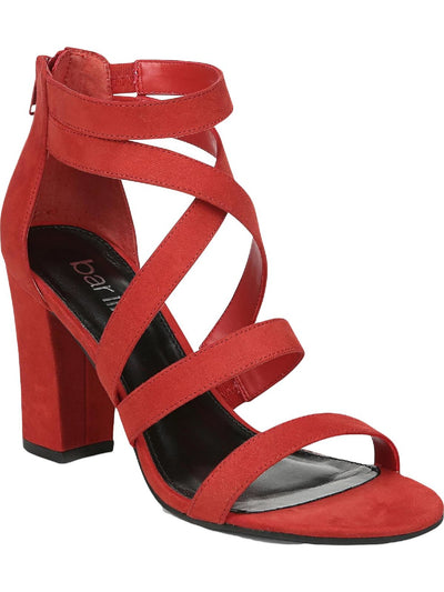 BAR III Womens Red Crisscross Straps Side Elastic Cushioned Blythe Round Toe Block Heel Zip-Up Dress Sandals Shoes 6 M
