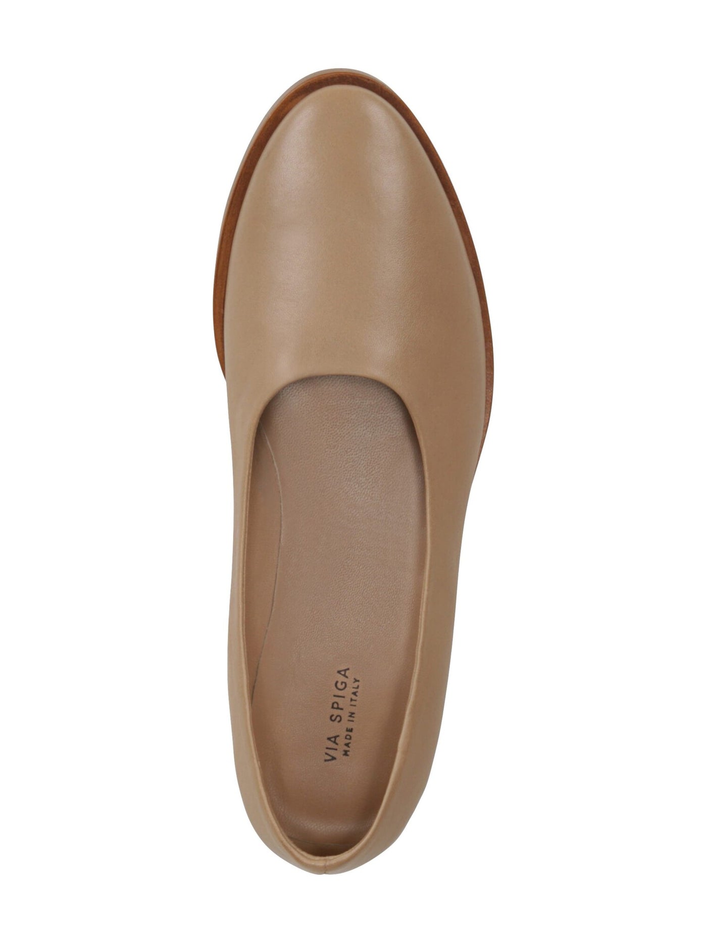 VIA SPIGA Womens Beige Padded Paloma Round Toe Block Heel Slip On Leather Flats Shoes 9.5 M