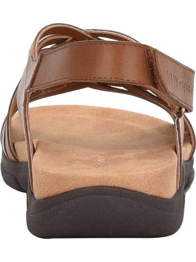 EASY SPIRIT Womens Brown Woven Padded Breathable Arch Support Mar Round Toe Wedge Leather Slingback Sandal 7 M