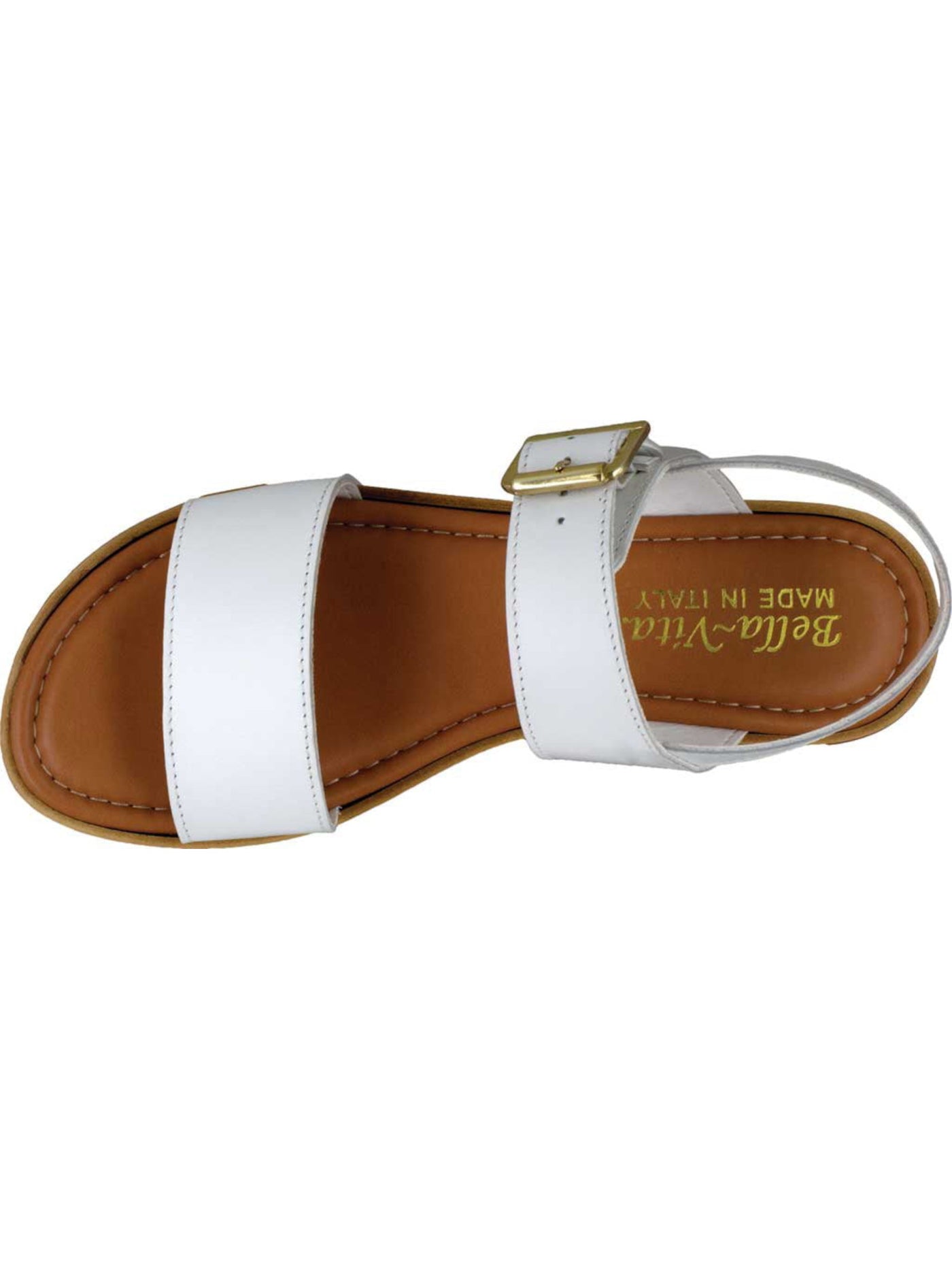 BELLA VITA Womens White 1/2" Platform Padded Ankle Strap Tay-italy Round Toe Wedge Buckle Leather Slingback Sandal WW