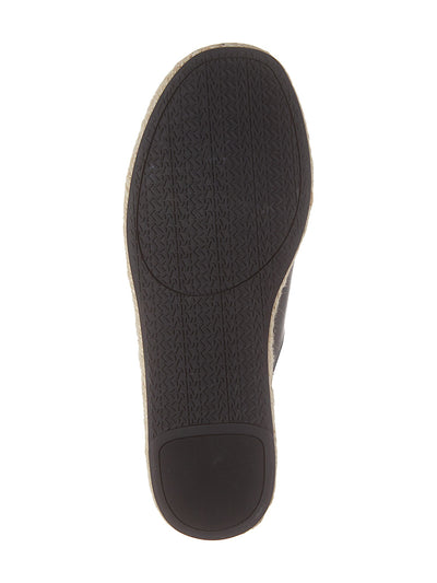 MICHAEL KORS Womens Black Jute Wrapped Padded Studded Linden Round Toe Platform Slip On Leather Slide Sandals Shoes M