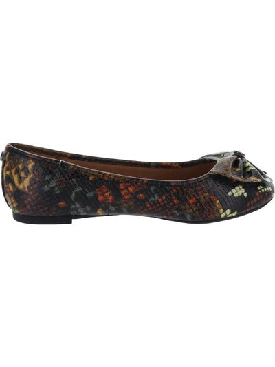 CIRCUS BY SAM EDELMAN Womens Black Snake Printed Bow Accent Cushioned Carmen Round Toe Slip On Flats 7.5 M