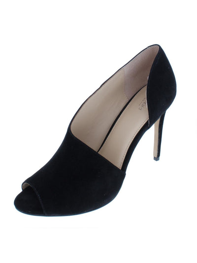 BOTKIER Womens Black Asymmetrical Padded Adelia Peep Toe Stiletto Slip On Leather Dress Pumps Shoes 10 M