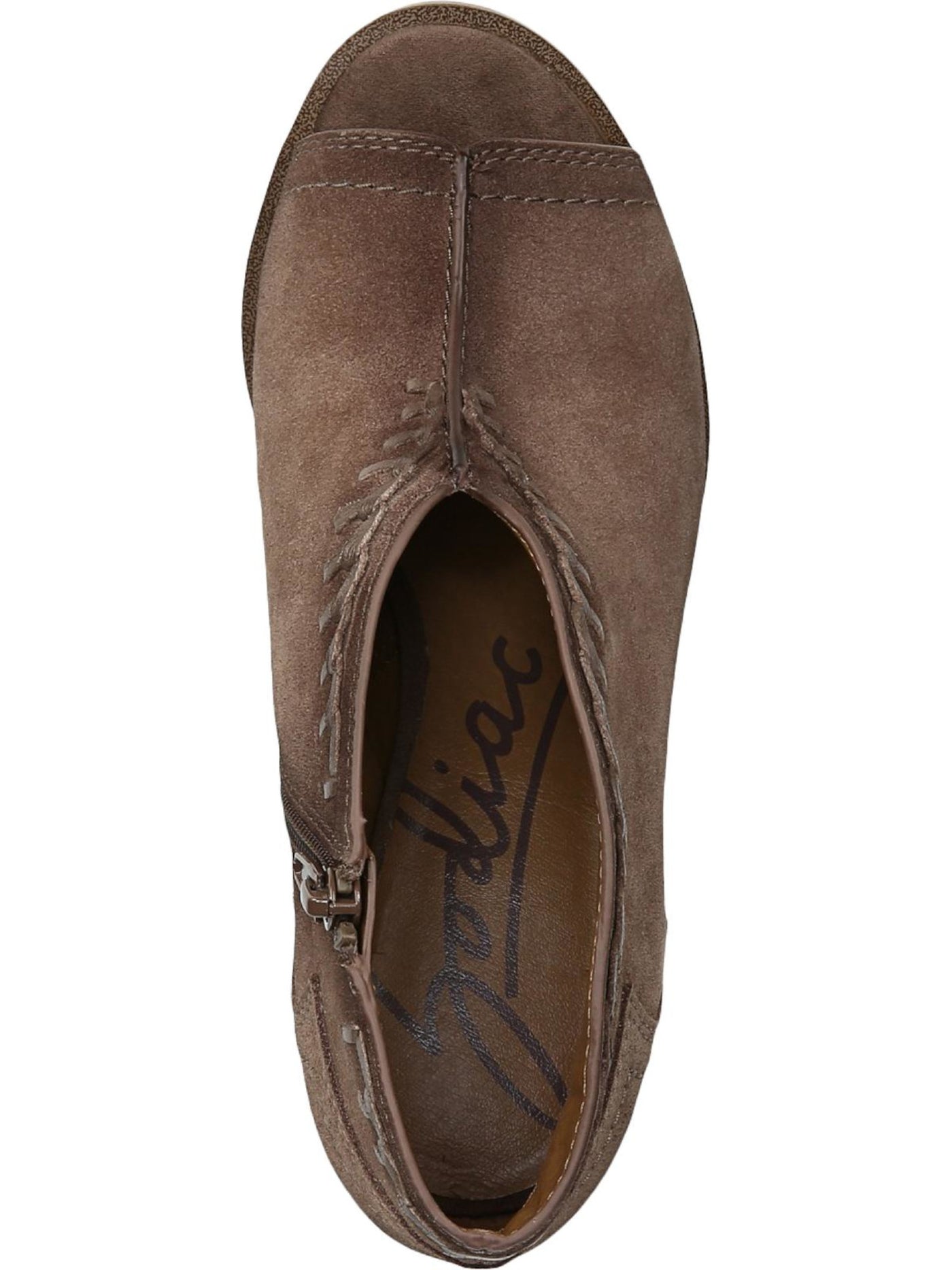 ZODIAC Womens Brown Artful Detailing Cushioned Mia Peep Toe Sculpted Heel Zip-Up Leather Shootie 8 M