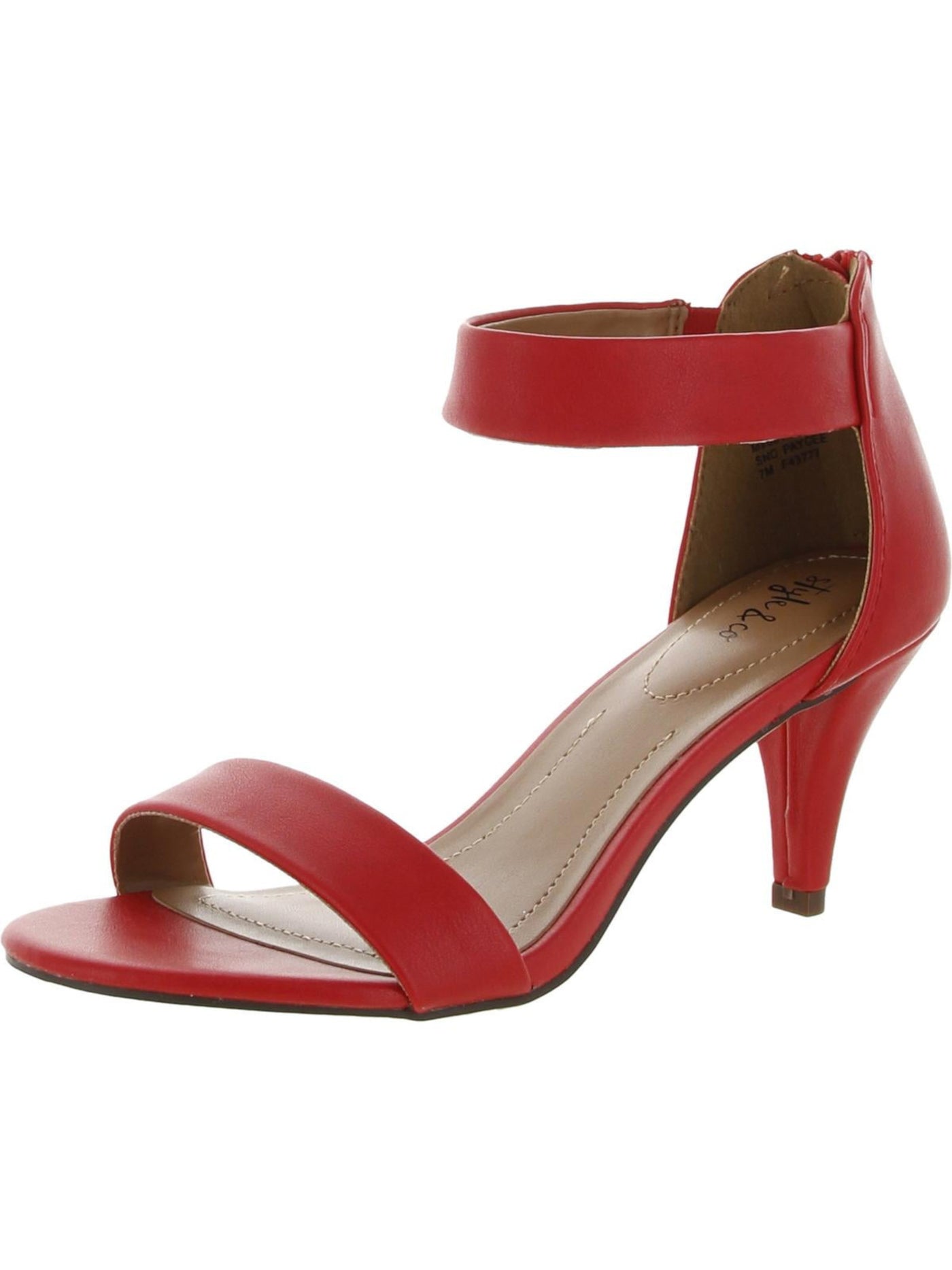 STYLE & COMPANY Womens Red Goring Ankle Strap Padded Paycee Round Toe Stiletto Zip-Up Dress Sandals Shoes 9 M