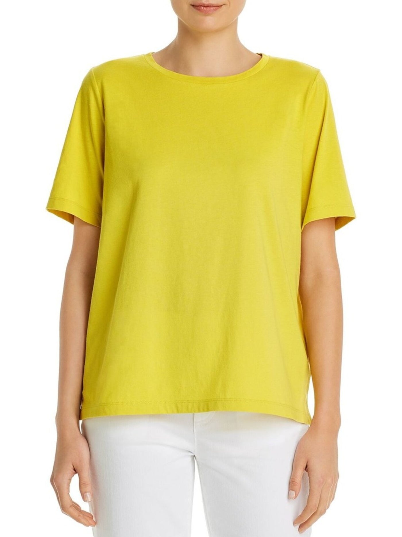 EILEEN FISHER Womens Yellow Short Sleeve Round Neck T-Shirt XL