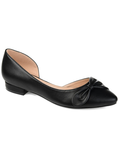 JOURNEE COLLECTION Womens Black Dorsay Bow Accent Comfort Abigail Almond Toe Slip On Ballet Flats 7 M