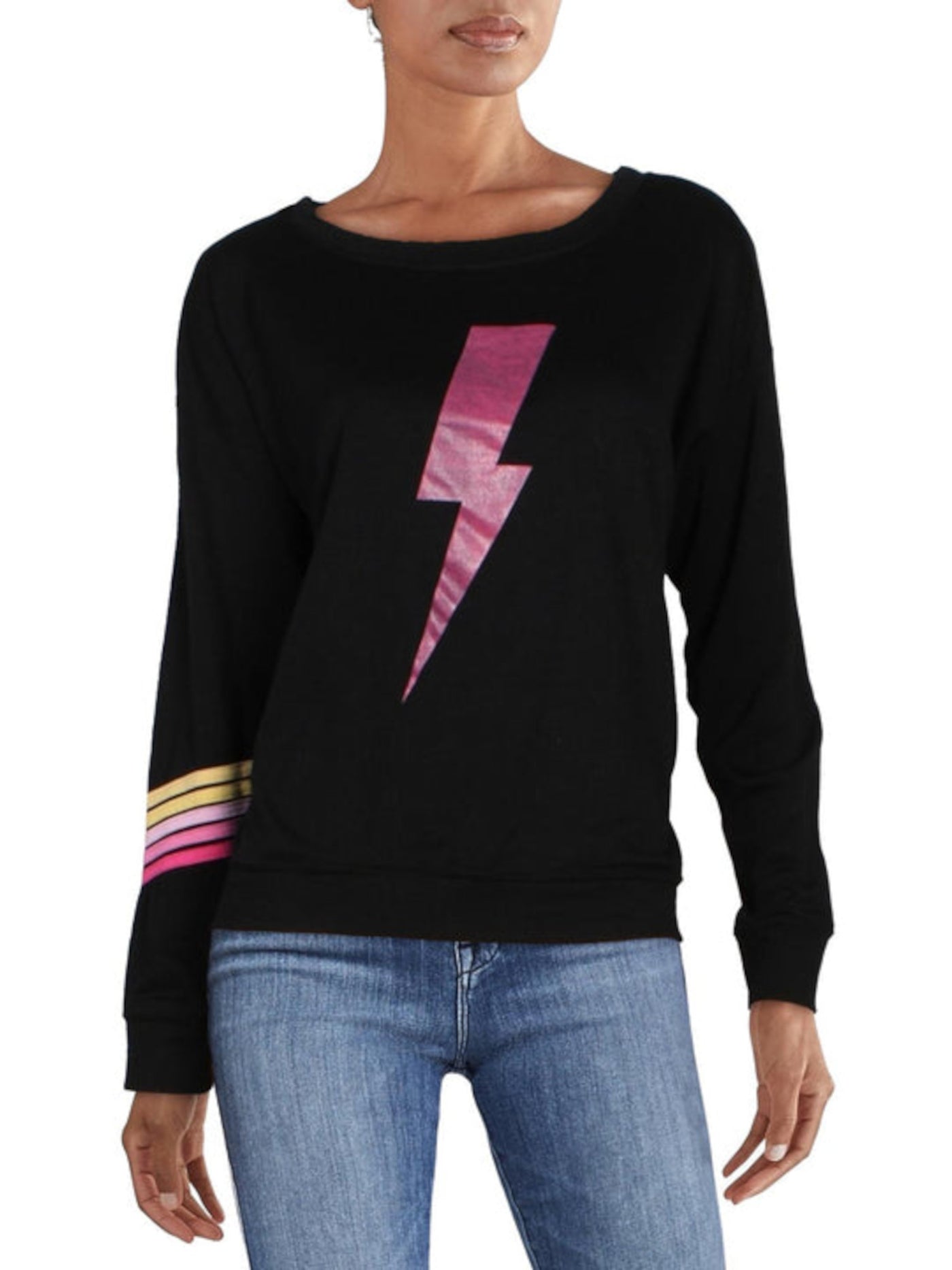 AVA & ESME Womens Black Graphic Sweatshirt L