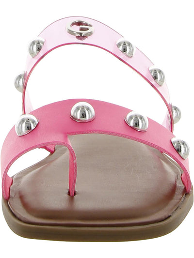 GBG LOS ANGELES Womens Pink Logo Studded Ritsa Square Toe Slip On Sandals Shoes 7.5 M