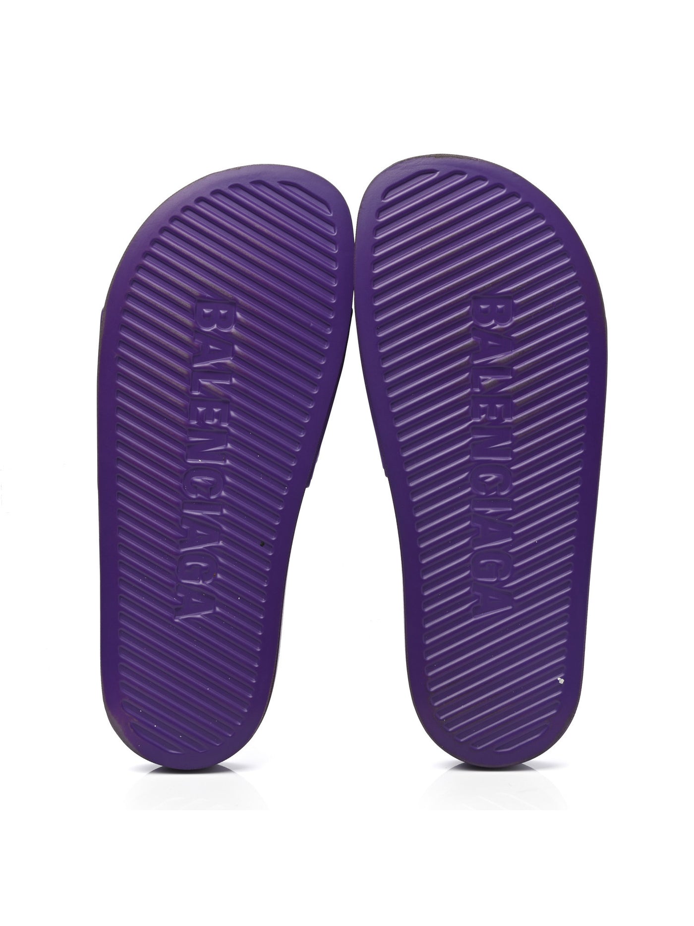 BALENCIAGA Womens Purple Logo Comfort W1s80 Round Toe Platform Slip On Slide Sandals Shoes