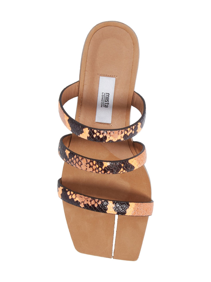 MIISTA Womens Orange Snake Embossed Padded Lynley Split Toe