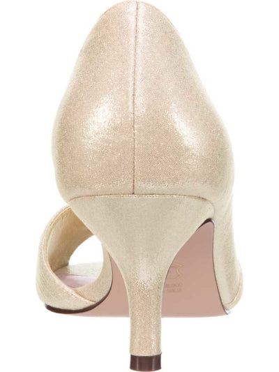NINA Womens Gold Dorsay Crisscross Detailing Shimmery Comfort Contesa Peep Toe Kitten Heel Slip On Dress Pumps Shoes 9.5 M