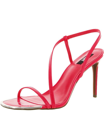 DKNY Womens Pink Metallic Stretch Asymmetrical Padded Round Toe Stiletto Slip On Dress Slingback Sandal 8