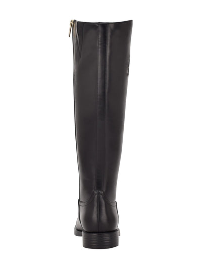 TOMMY HILFIGER Womens Black Logo Goring Comfort Rydings Round Toe Block Heel Zip-Up Riding Boot 6 M