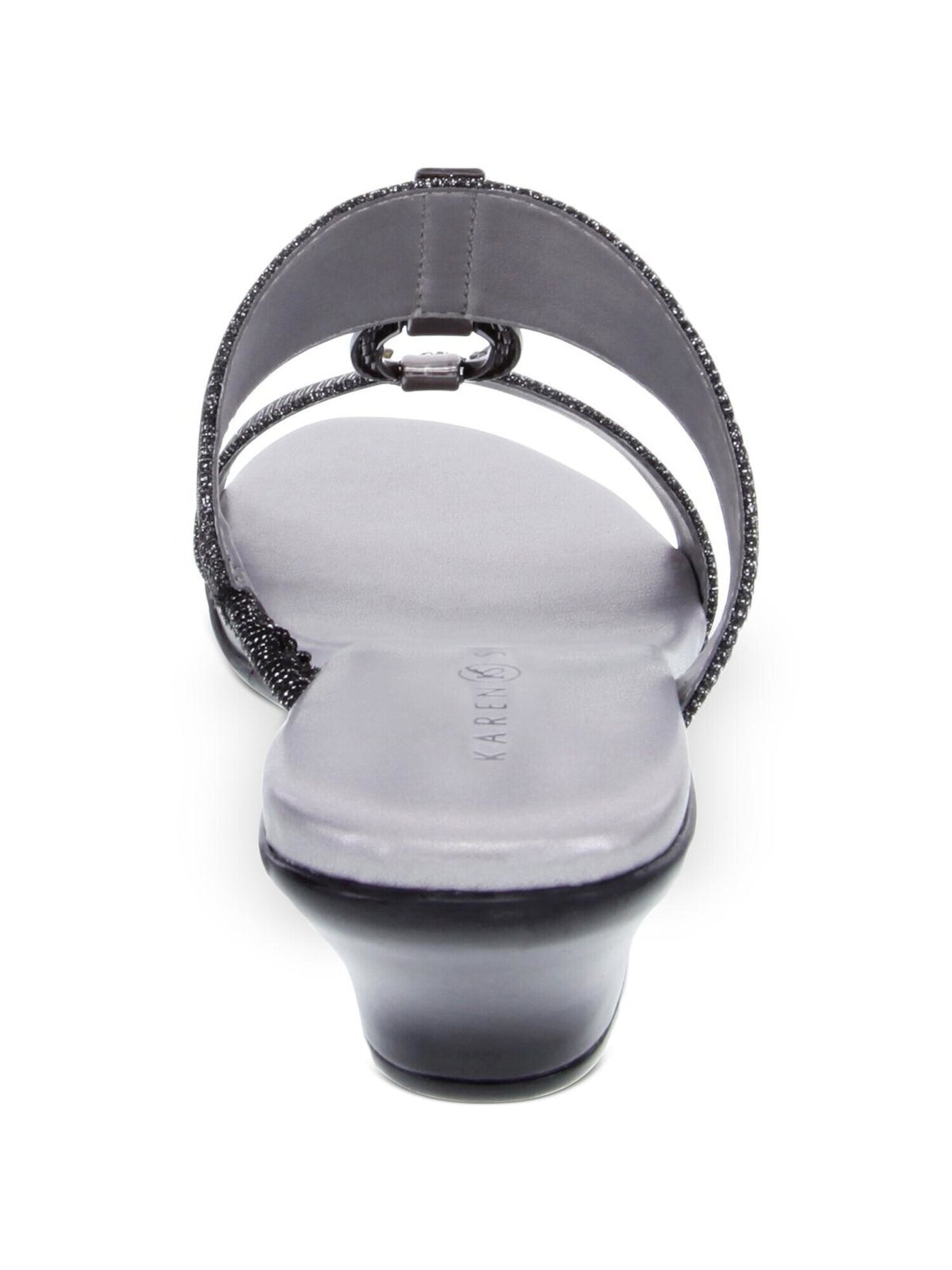 KAREN SCOTT Womens Gray Ring Hardware Studded Metallic Eanna Round Toe Block Heel Slip On Sandals 11 W