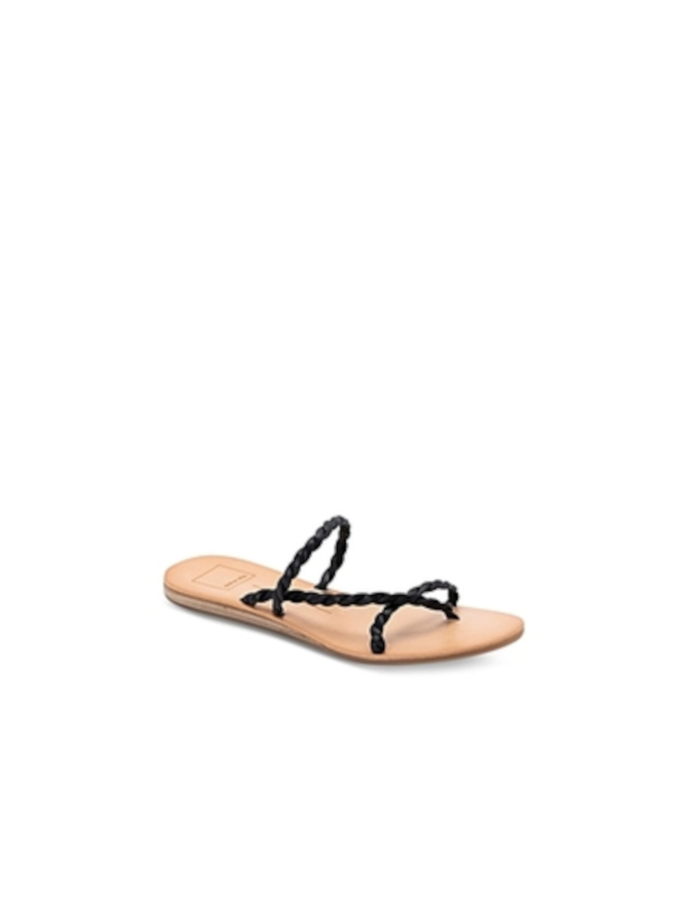 DOLCE VITA Womens Black Braided Dexla Open Toe Sculpted Heel Slip On Thong Sandals 7.5