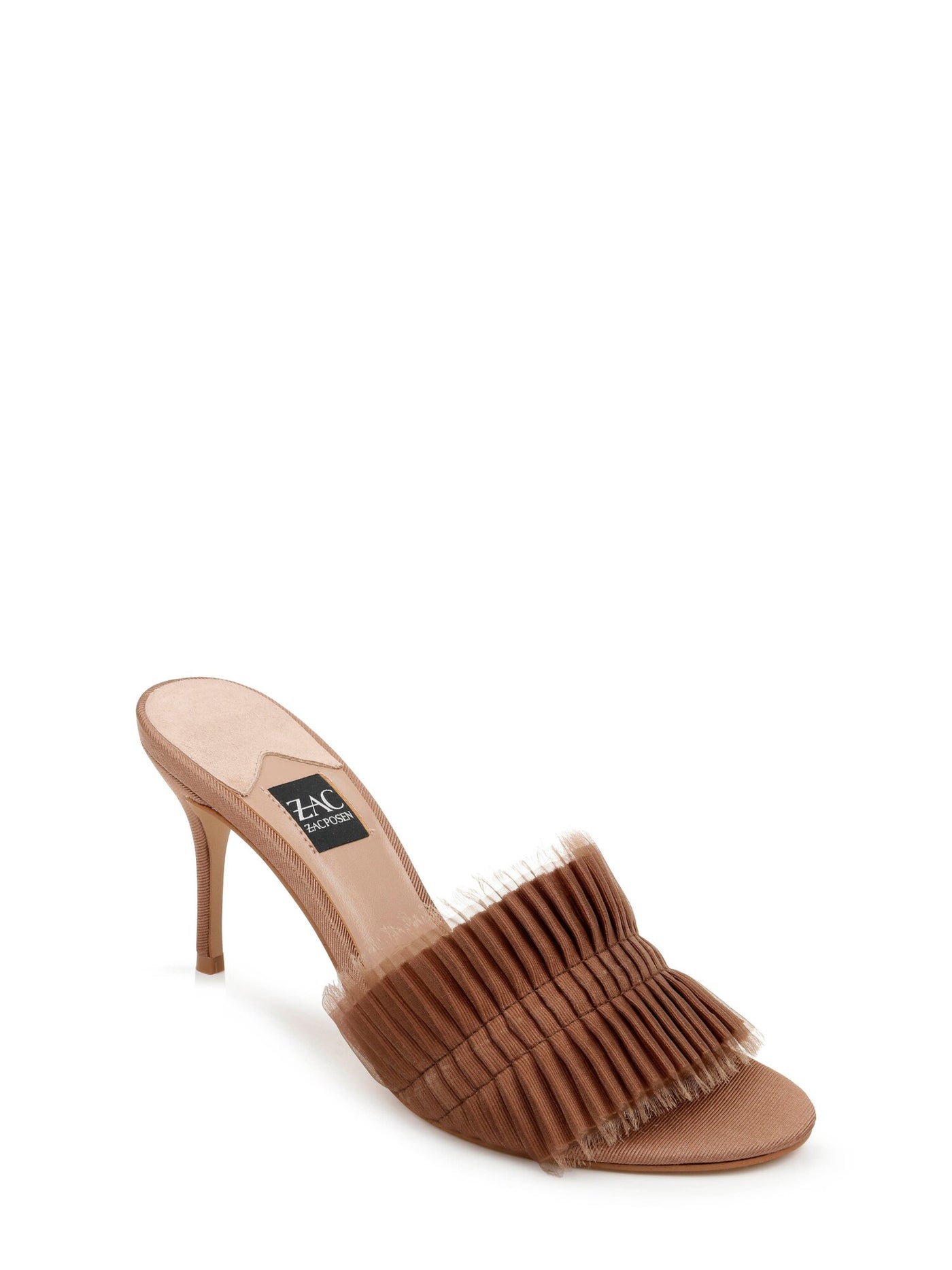 ZAC ZAC POSEN Womens Beige Pleated Padded Venecia Round Toe Stiletto Slip On Dress Sandals Shoes 6.5 M