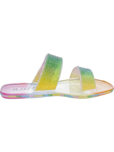 WILD PAIR Womens Rainbow Gradient Rhinestone Juba Round Toe Slip On Jelly 7