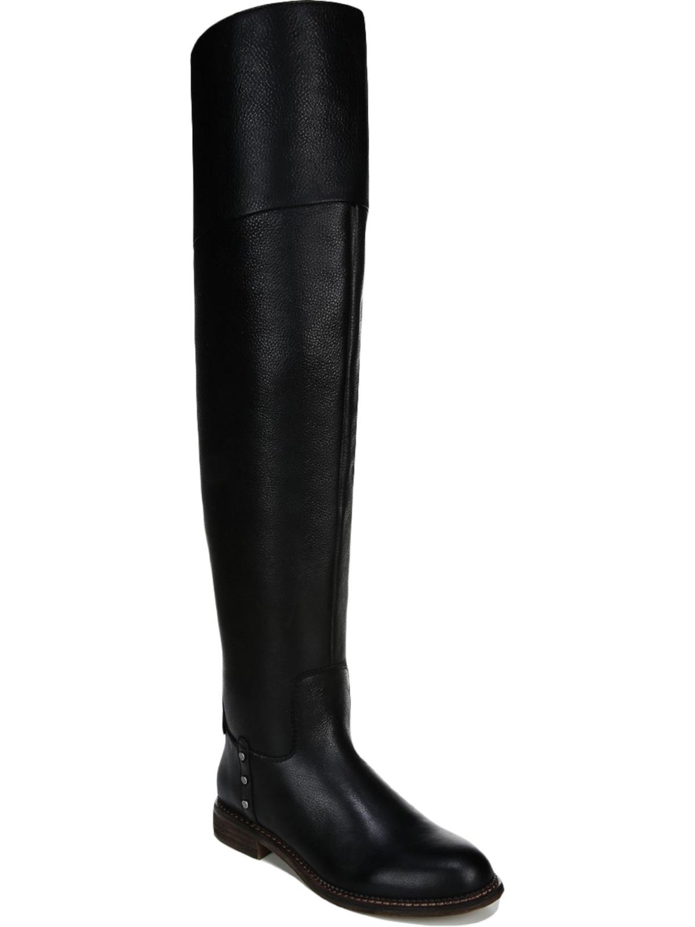 FRANCO SARTO Womens Black Cushioned Wide Calf Almond Toe Stacked Heel Zip-Up Leather Riding Boot 5.5 M WC