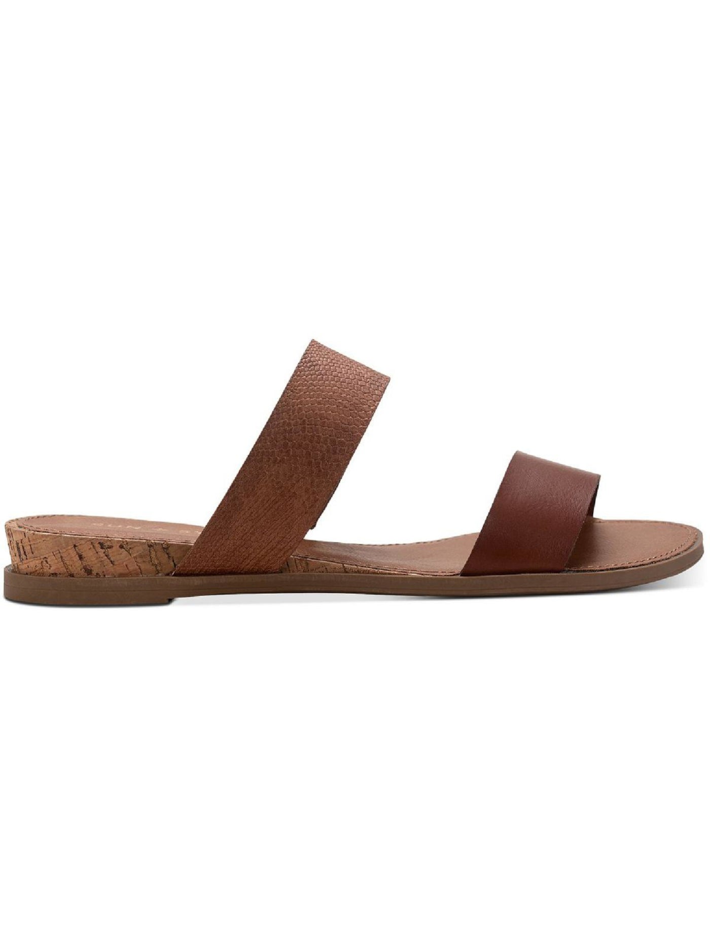 SUN STONE Womens Brown Snakeskin Slip Resistant Cushioned Easten Round Toe Wedge Slip On Slide Sandals 6.5 W