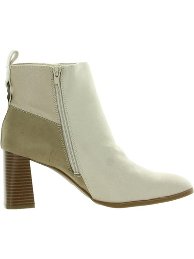 LIFE STRIDE Womens Beige Comfort Foxy Round Toe Block Heel Zip-Up Booties 10 M