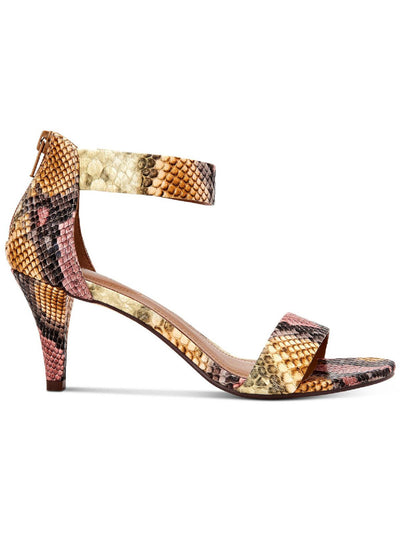 STYLE & COMPANY Womens Brown Snake Print Paycee Round Toe Kitten Heel Zip-Up Dress Sandals 6.5 M