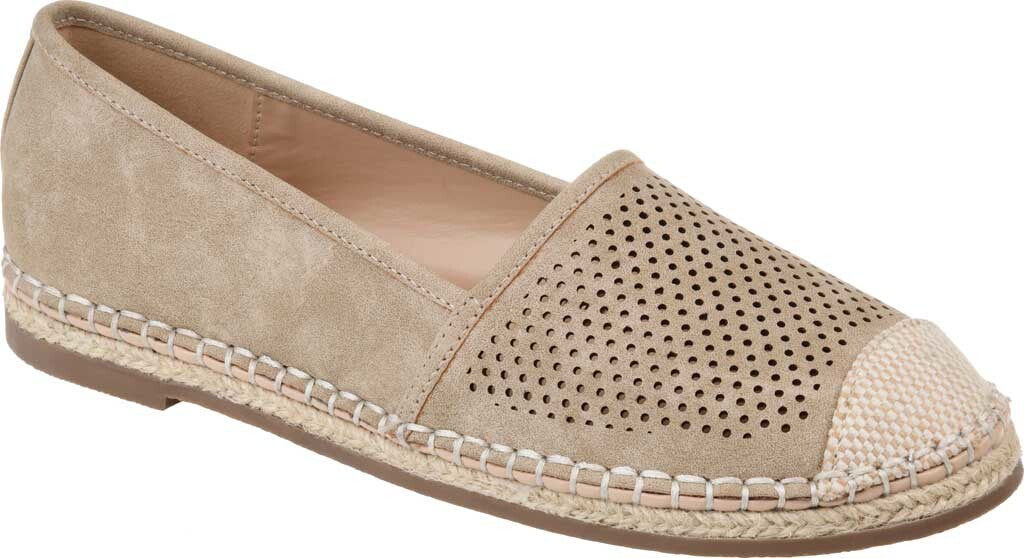 JOURNEE COLLECTION Womens Brown Perforated Woven Comfort Rosela Round Toe Slip On Espadrille Shoes 8