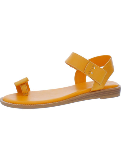 FRANCO SARTO Womens Orange Toe-Loop Chain Goring Cushioned Geranio Round Toe Slip On Leather Slingback Sandal 11 M