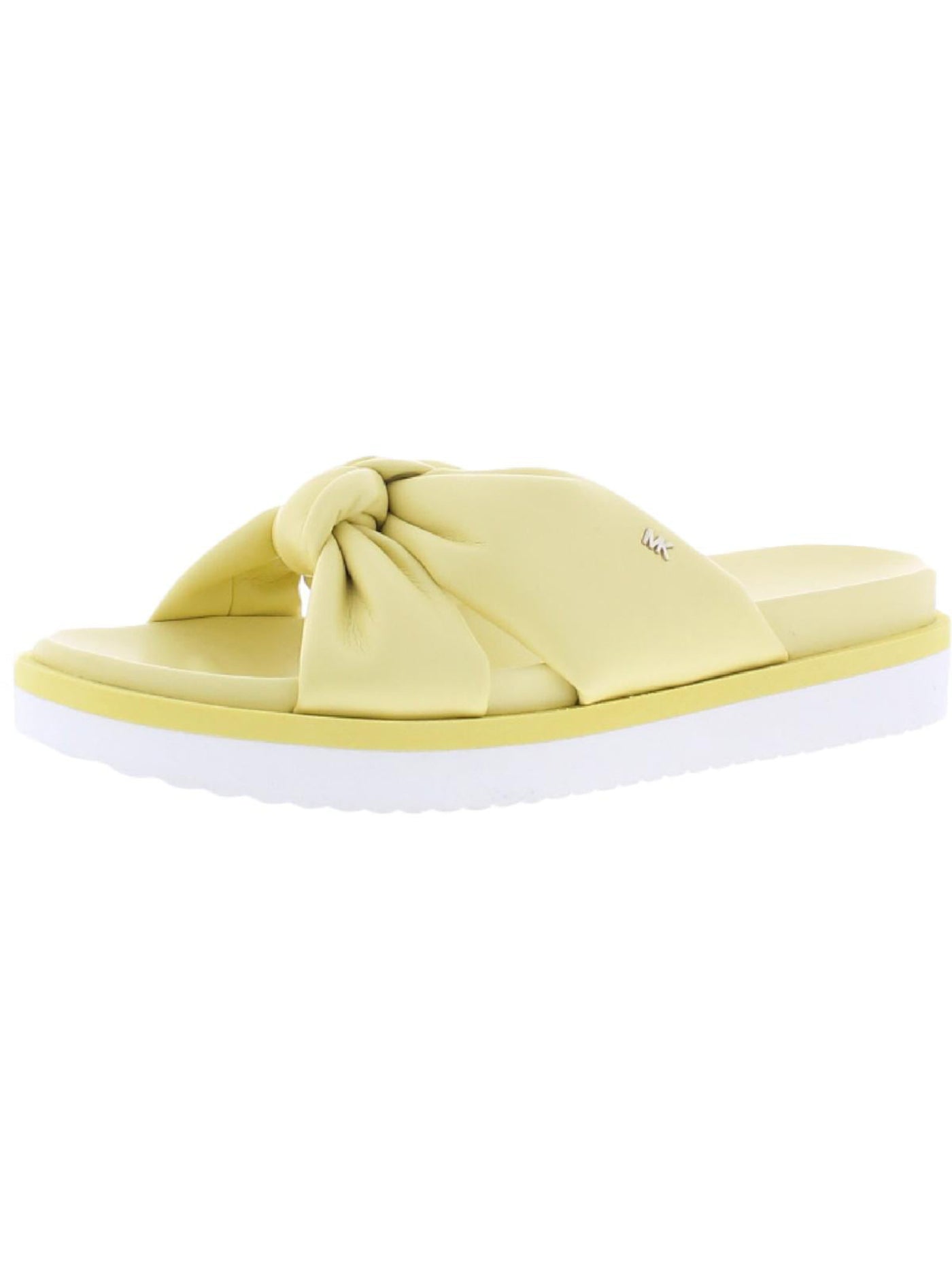 MICHAEL KORS Womens Yellow Knot 1" Platform Comfort Josie Round Toe Wedge Slip On Slide Sandals 7.5 M