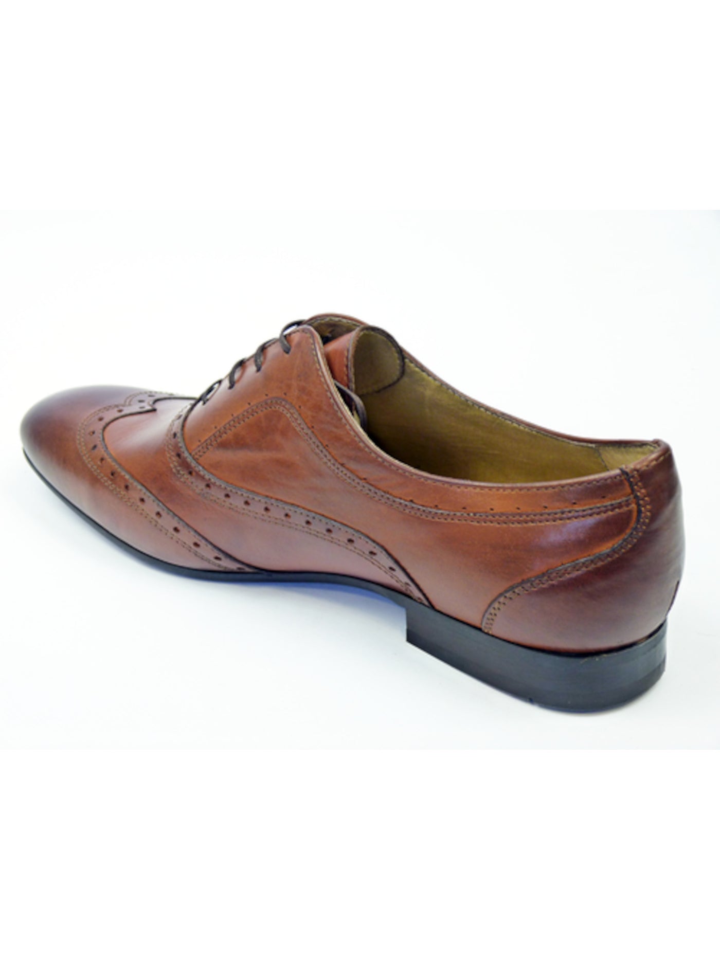 HUDSON Mens Brown Perforated Francis Wingtip Toe Block Heel Lace-Up Leather Oxford Shoes 46