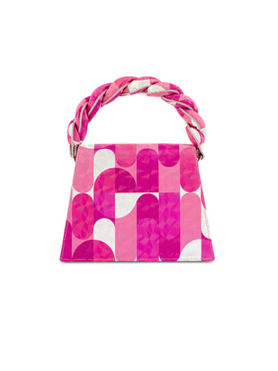 ANIMA IRIS Women's Pink Pink Picasso Zaza Grande Leather Color Block Single Strap Handbag Purse